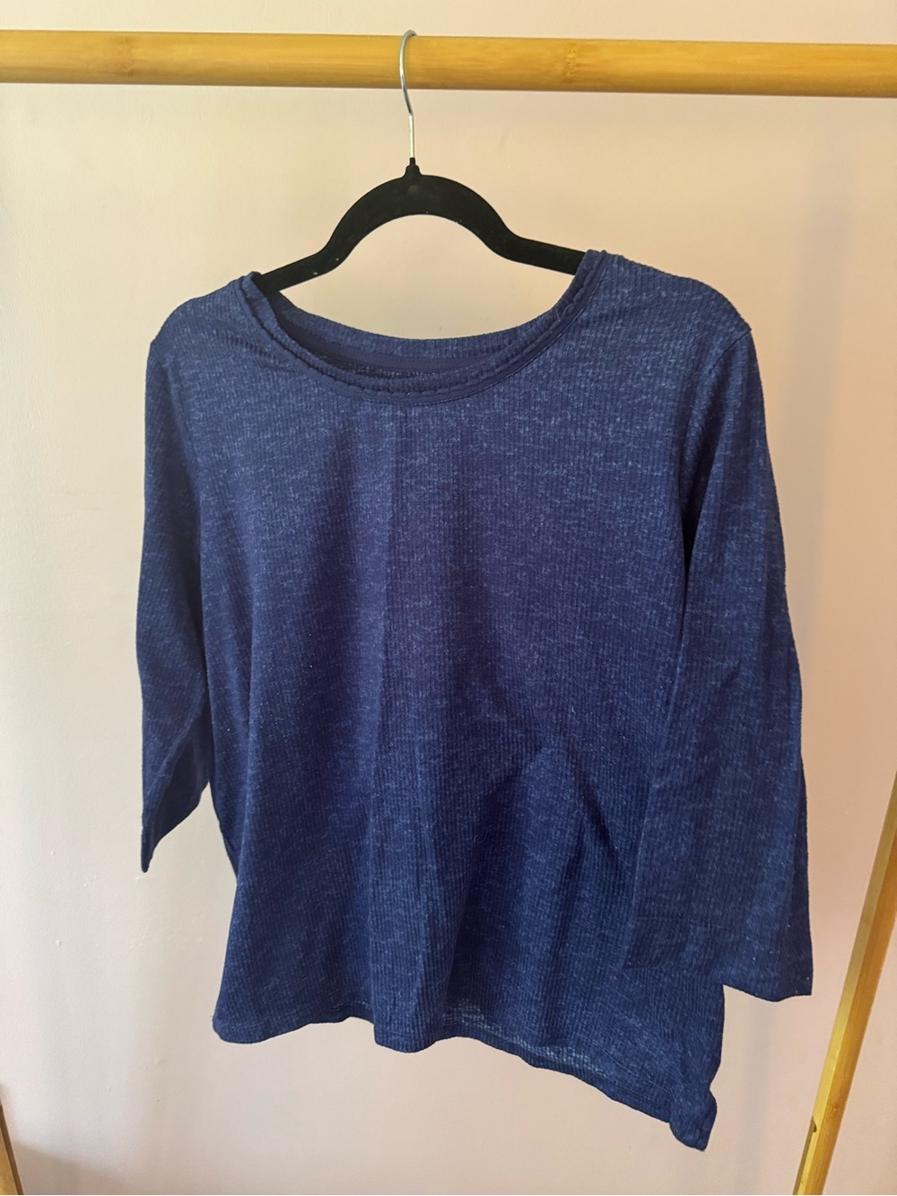 croft & barrow Navy Ribbed Long Sleeve Knit Top and Pants, sleepwear set